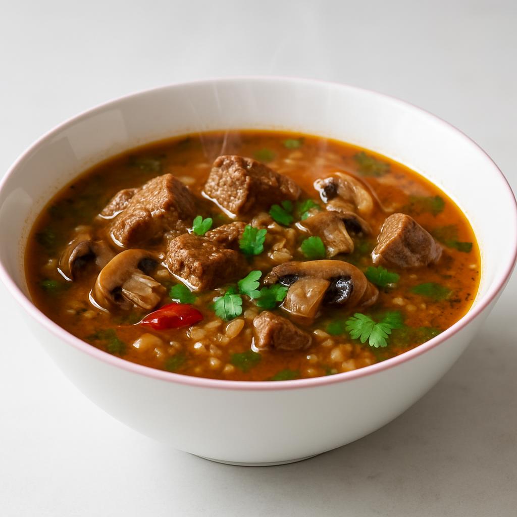 Харчо с грибами и говядиной